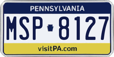 PA license plate MSP8127