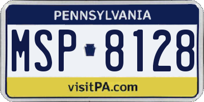 PA license plate MSP8128
