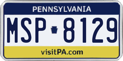 PA license plate MSP8129