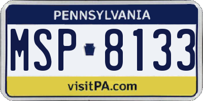 PA license plate MSP8133