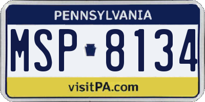 PA license plate MSP8134
