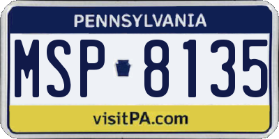 PA license plate MSP8135