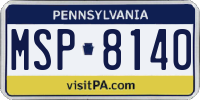 PA license plate MSP8140
