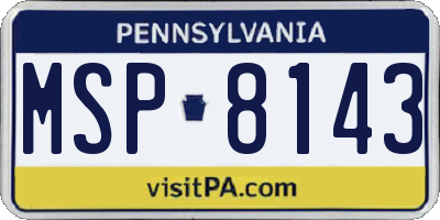 PA license plate MSP8143