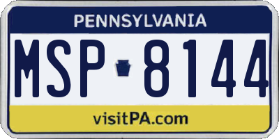 PA license plate MSP8144