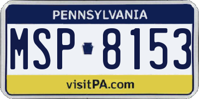 PA license plate MSP8153