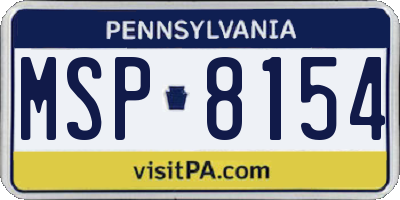 PA license plate MSP8154