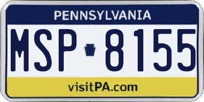 PA license plate MSP8155
