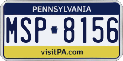 PA license plate MSP8156