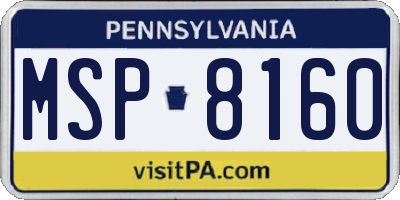 PA license plate MSP8160