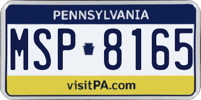 PA license plate MSP8165