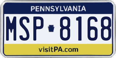 PA license plate MSP8168