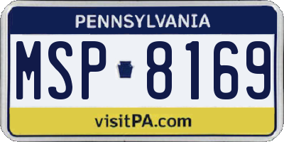 PA license plate MSP8169