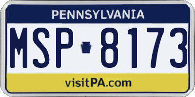 PA license plate MSP8173