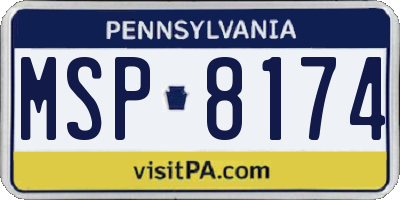PA license plate MSP8174