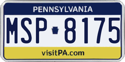 PA license plate MSP8175