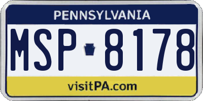 PA license plate MSP8178