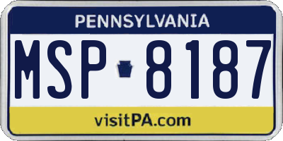 PA license plate MSP8187