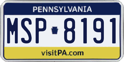 PA license plate MSP8191
