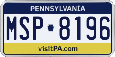 PA license plate MSP8196