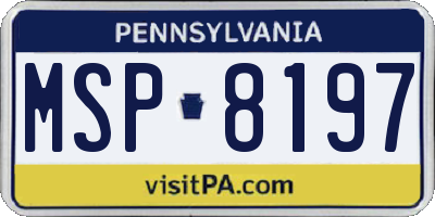 PA license plate MSP8197