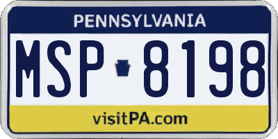 PA license plate MSP8198