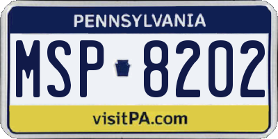PA license plate MSP8202