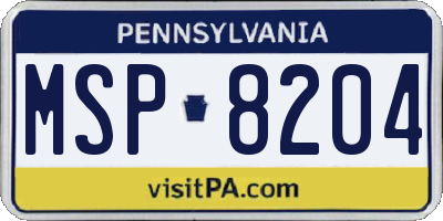 PA license plate MSP8204