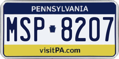 PA license plate MSP8207