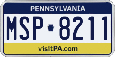 PA license plate MSP8211