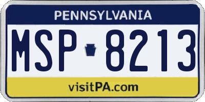 PA license plate MSP8213