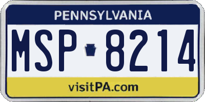 PA license plate MSP8214