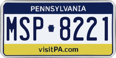 PA license plate MSP8221