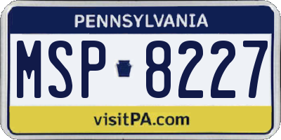 PA license plate MSP8227
