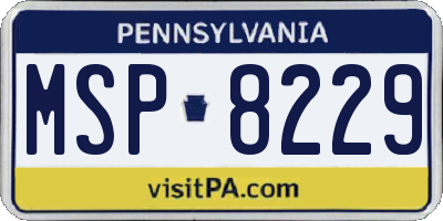PA license plate MSP8229