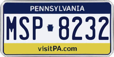 PA license plate MSP8232