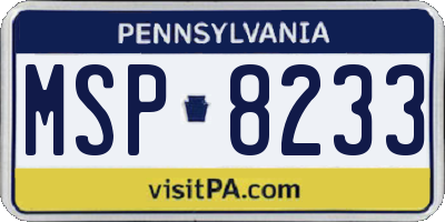 PA license plate MSP8233