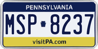 PA license plate MSP8237