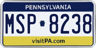 PA license plate MSP8238