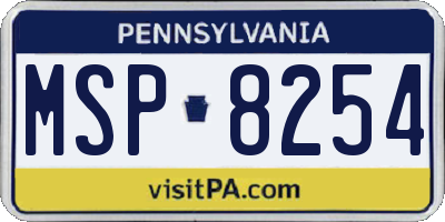 PA license plate MSP8254