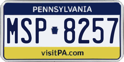 PA license plate MSP8257