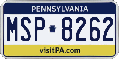 PA license plate MSP8262