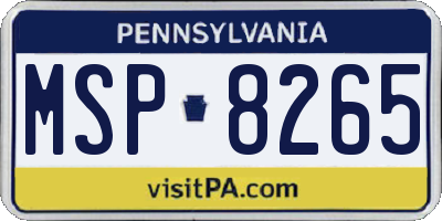 PA license plate MSP8265