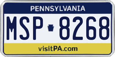 PA license plate MSP8268