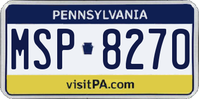 PA license plate MSP8270