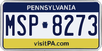 PA license plate MSP8273