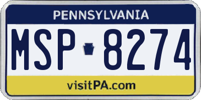 PA license plate MSP8274