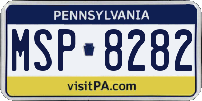 PA license plate MSP8282