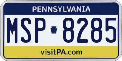 PA license plate MSP8285
