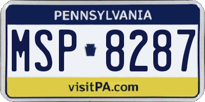 PA license plate MSP8287